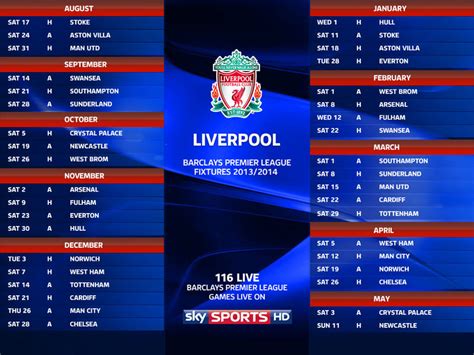 english premier league liverpool schedule
